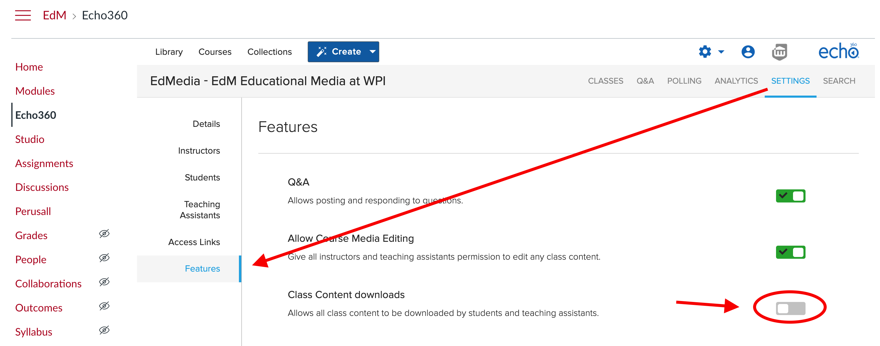 The WPI Hub Article Turn Off Echo360 Downloads